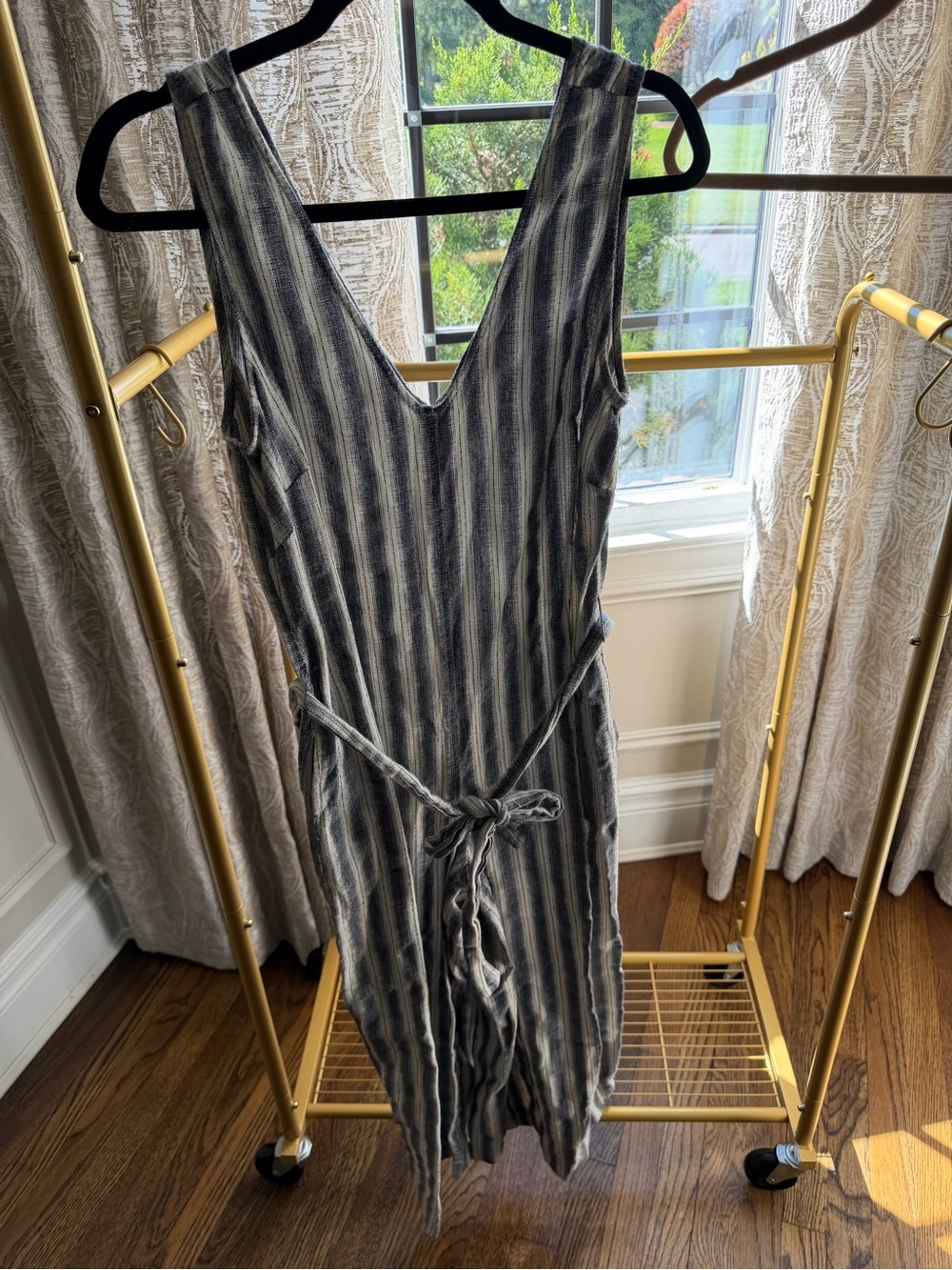 Striped V-Neck Sleeveless Jumpsuit